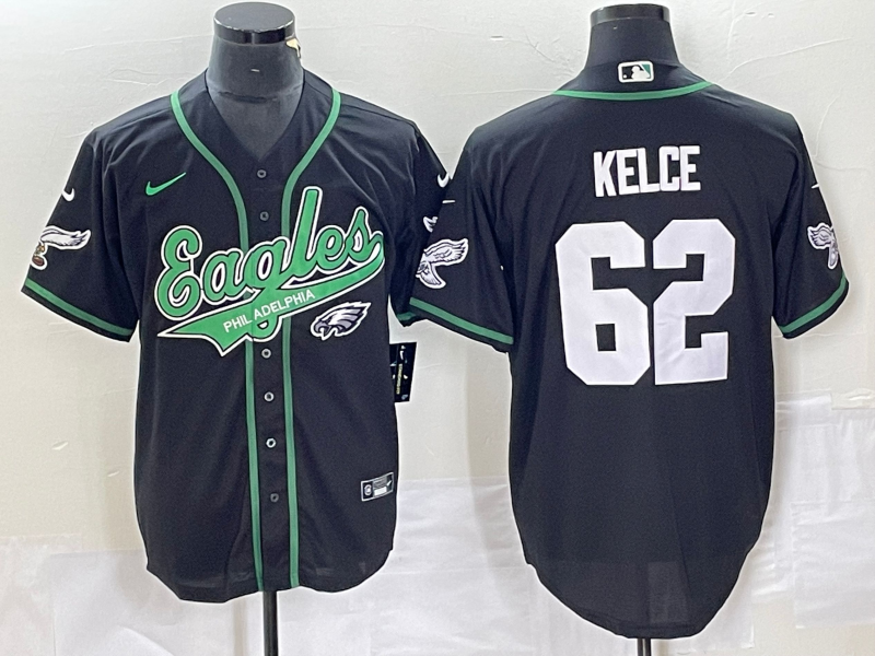 Men's Philadelphia Eagles Jason Kelce #62 Black Jersey Joint Edition